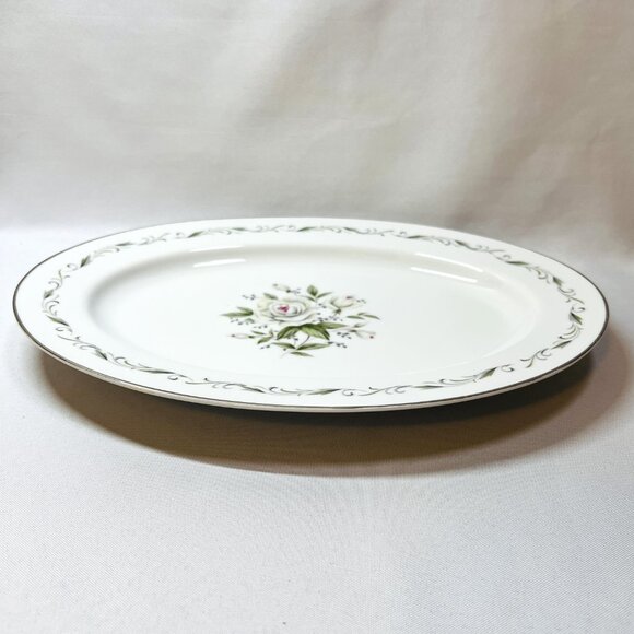 Diamond China Oval Serving Platter Romance Pink Floral Pattern 12 1/4" Japan - Picture 4 of 7